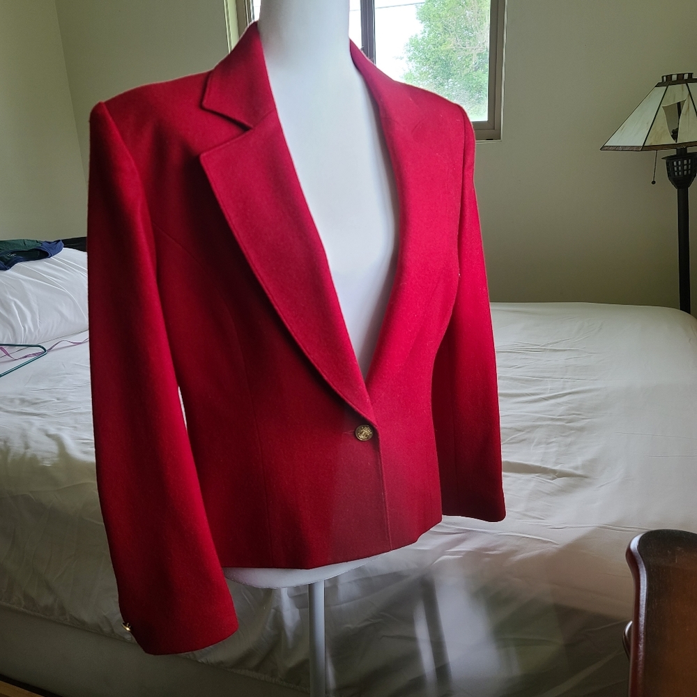 Vintage Koret Career Red 100% Wool Jacket Ladies Size 10